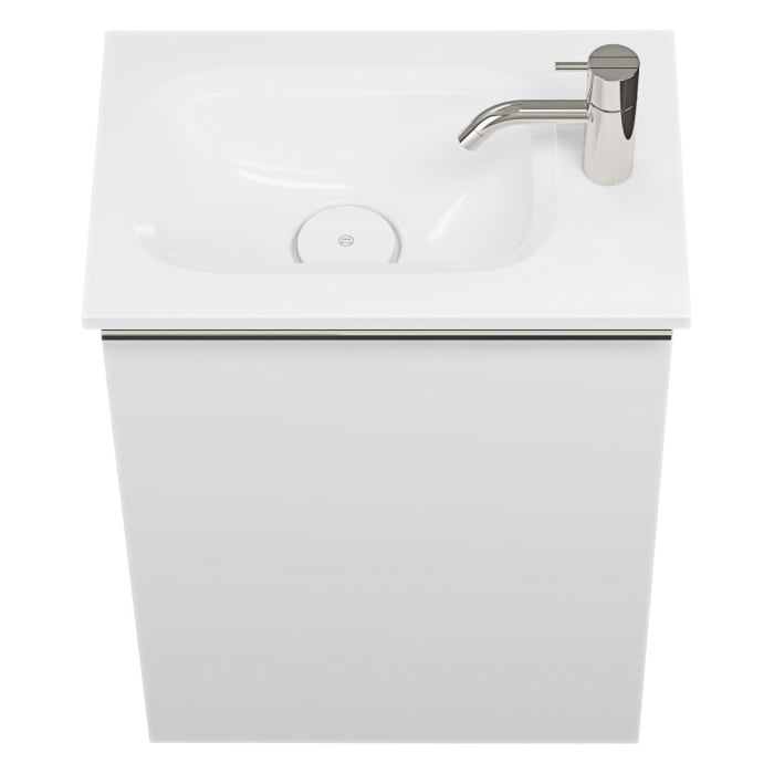 burgbad Fiumo Mineralguss-Waschtisch mit Unterschrank 47 cm, mit 1 Tür, Anschlag rechts, mit Griff G0146