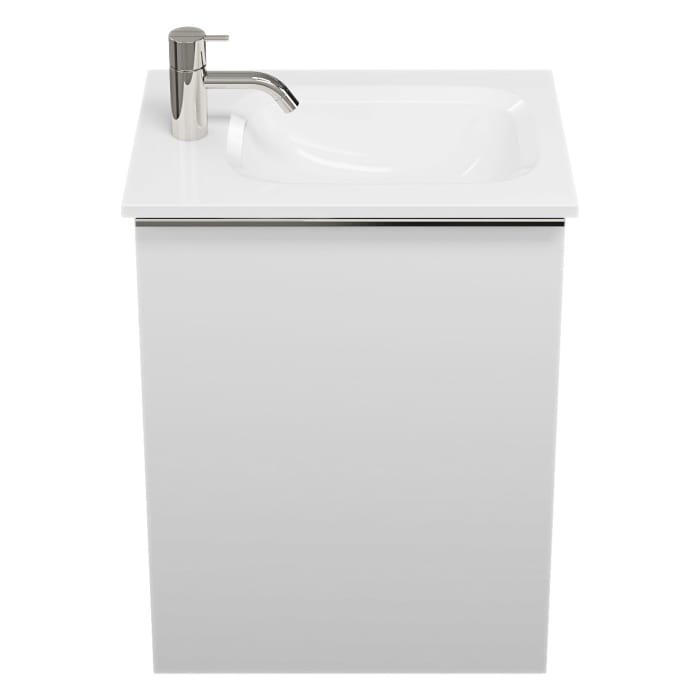 burgbad Fiumo Mineralguss-Waschtisch mit Unterschrank 47 cm, mit 1 Tür, Anschlag links, mit Griff G0146