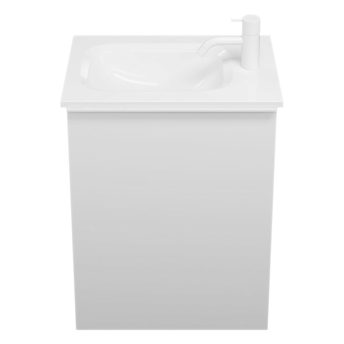 burgbad Fiumo Mineralguss-Waschtisch mit Unterschrank 47 cm, mit 1 Tür, Anschlag links, mit Griff G0223