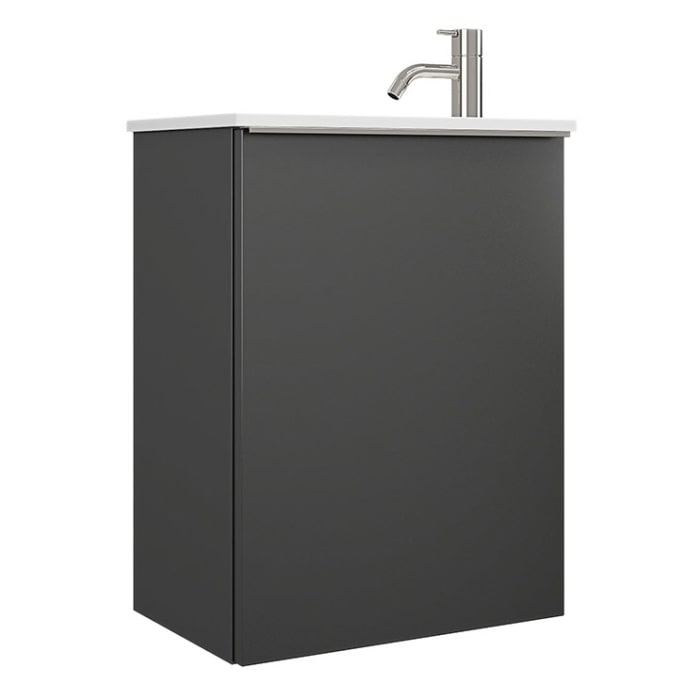 burgbad Fiumo Mineralguss-Waschtisch mit Unterschrank 47 cm, mit 1 Tür, Anschlag rechts, mit Griff G0146