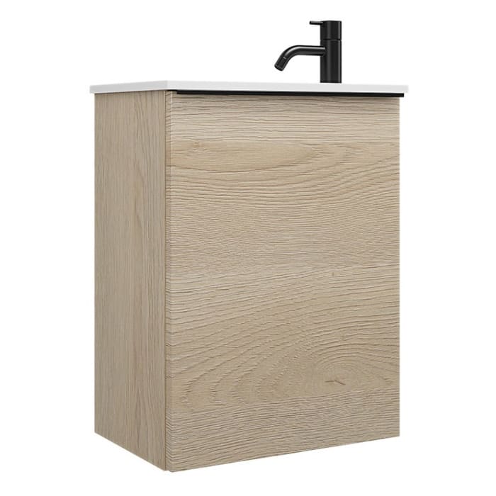 burgbad Fiumo Mineralguss-Waschtisch mit Unterschrank 47 cm, mit 1 Tür, Anschlag rechts, mit Griff G0200