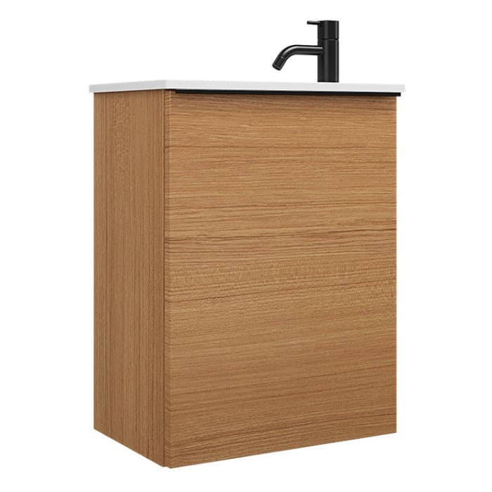 burgbad Fiumo Mineralguss-Waschtisch mit Unterschrank 47 cm, mit 1 Tür, Anschlag rechts, mit Griff G0200