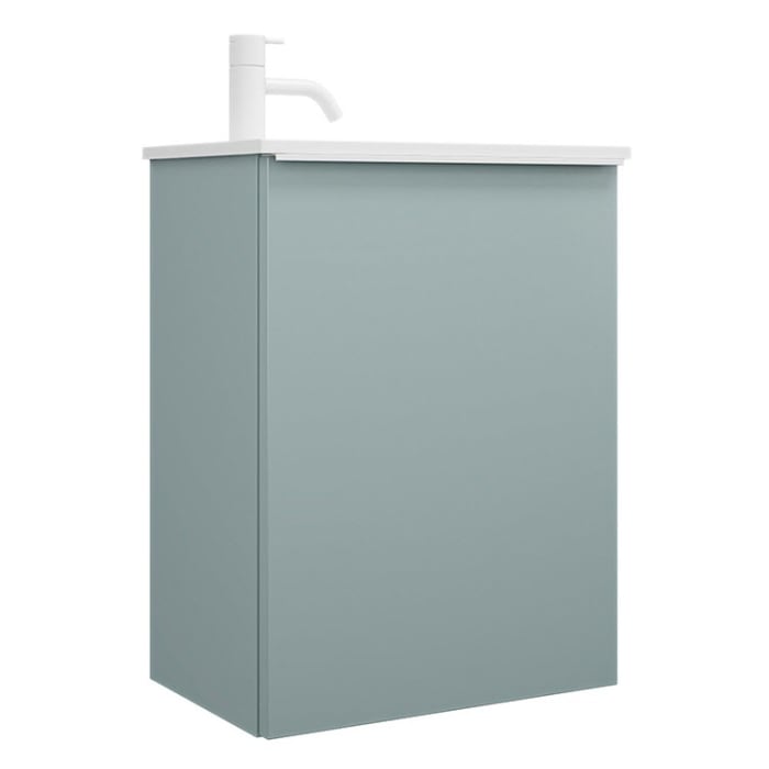 burgbad Fiumo Mineralguss-Waschtisch mit Unterschrank 47 cm, mit 1 Tür, Anschlag links, mit Griff G0223