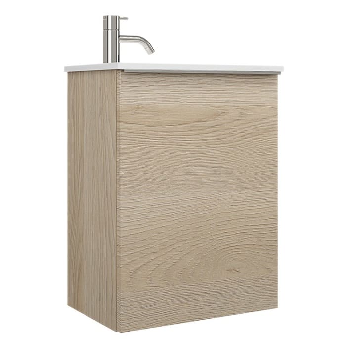 burgbad Fiumo Mineralguss-Waschtisch mit Unterschrank 47 cm, mit 1 Tür, Anschlag links, mit Griff G0146