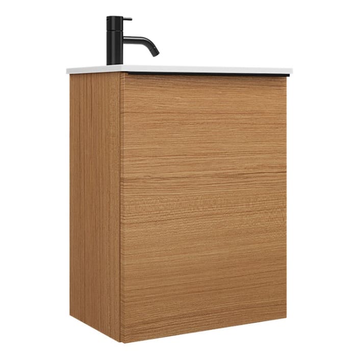 burgbad Fiumo Mineralguss-Waschtisch mit Unterschrank 47 cm, mit 1 Tür, Anschlag links, mit Griff G0200