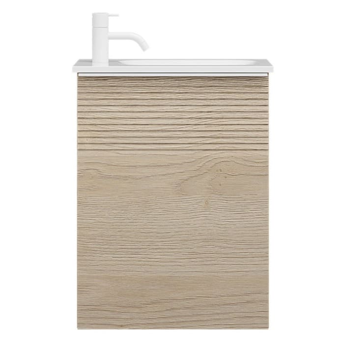 burgbad Fiumo Mineralguss-Waschtisch mit Unterschrank 47 cm, mit 1 Tür mit mit Plissée-Struktur Anschlag links, mit Griff G0223