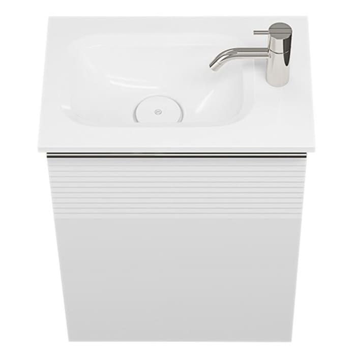 burgbad Fiumo Mineralguss-Waschtisch mit Unterschrank 47 cm, mit 1 Tür mit mit Plissée-Struktur Anschlag rechts, mit Griff G0146