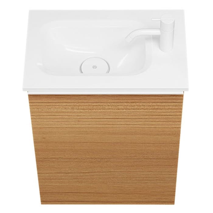 burgbad Fiumo Mineralguss-Waschtisch mit Unterschrank 47 cm, mit 1 Tür mit mit Plissée-Struktur Anschlag rechts, mit Griff G0223