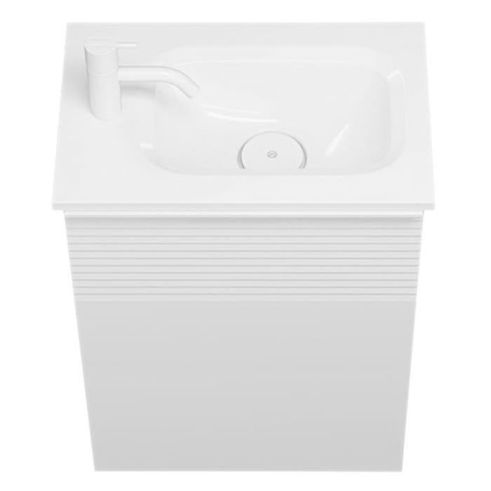 burgbad Fiumo Mineralguss-Waschtisch mit Unterschrank 47 cm, mit 1 Tür mit mit Plissée-Struktur Anschlag links, mit Griff G0223