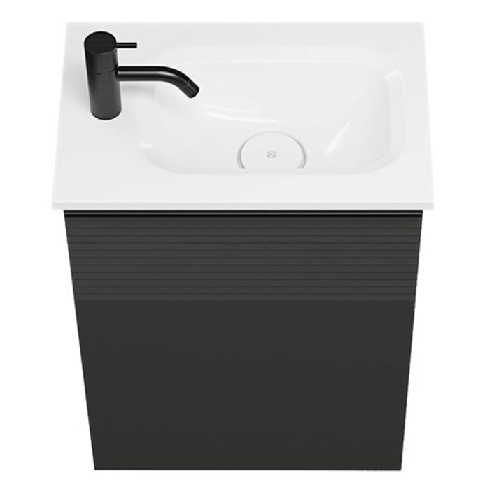 burgbad Fiumo Mineralguss-Waschtisch mit Unterschrank 47 cm, mit 1 Tür mit mit Plissée-Struktur Anschlag links, mit Griff G0200