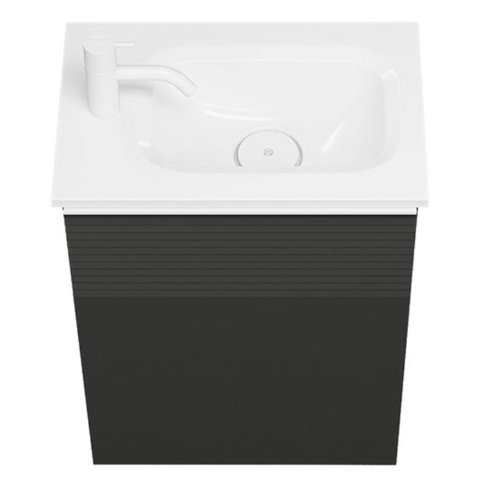 burgbad Fiumo Mineralguss-Waschtisch mit Unterschrank 47 cm, mit 1 Tür mit mit Plissée-Struktur Anschlag links, mit Griff G0223