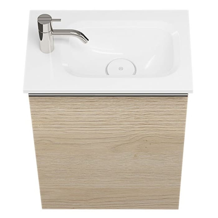 burgbad Fiumo Mineralguss-Waschtisch mit Unterschrank 47 cm, mit 1 Tür mit mit Plissée-Struktur Anschlag links, mit Griff G0146