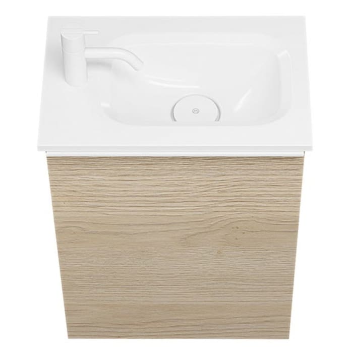 burgbad Fiumo Mineralguss-Waschtisch mit Unterschrank 47 cm, mit 1 Tür mit mit Plissée-Struktur Anschlag links, mit Griff G0223