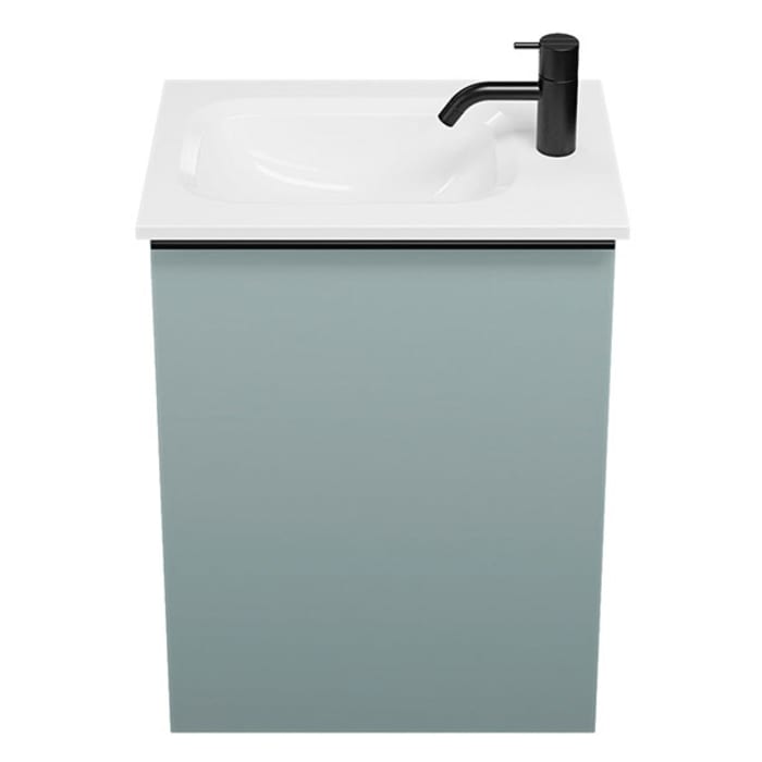 burgbad Fiumo Mineralguss-Waschtisch mit Unterschrank 47 cm, mit 1 Tür, Anschlag rechts, mit Griff G0200