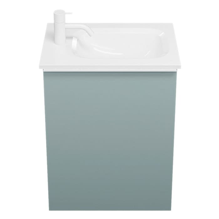 burgbad Fiumo Mineralguss-Waschtisch mit Unterschrank 47 cm, mit 1 Tür, Anschlag links, mit Griff G0223