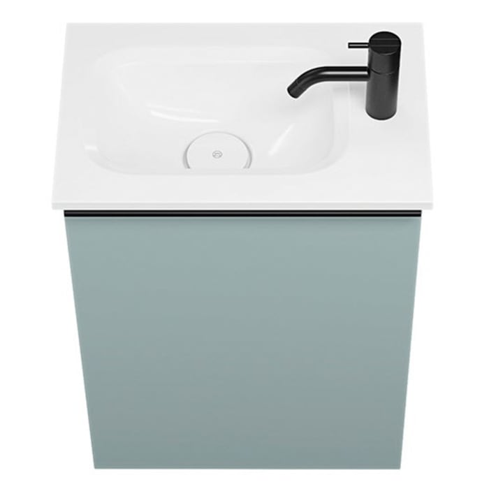 burgbad Fiumo Mineralguss-Waschtisch mit Unterschrank 47 cm, mit 1 Tür, Anschlag rechts, mit Griff G0200