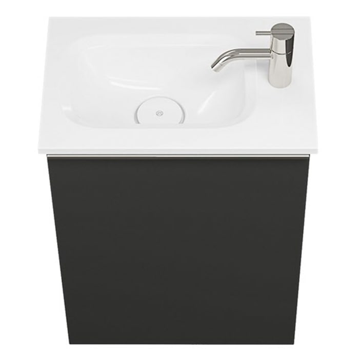 burgbad Fiumo Mineralguss-Waschtisch mit Unterschrank 47 cm, mit 1 Tür, Anschlag rechts, mit Griff G0146