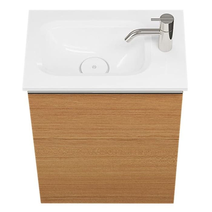 burgbad Fiumo Mineralguss-Waschtisch mit Unterschrank 47 cm, mit 1 Tür, Anschlag rechts, mit Griff G0146