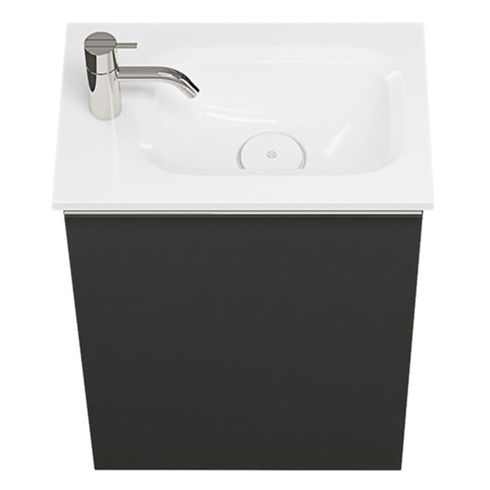 burgbad Fiumo Mineralguss-Waschtisch mit Unterschrank 47 cm, mit 1 Tür, Anschlag links, mit Griff G0146