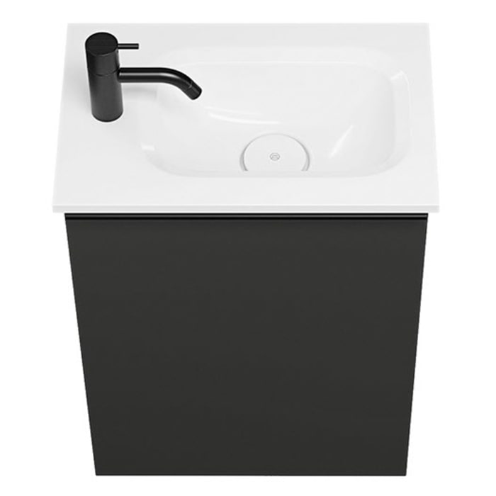 burgbad Fiumo Mineralguss-Waschtisch mit Unterschrank 47 cm, mit 1 Tür, Anschlag links, mit Griff G0200