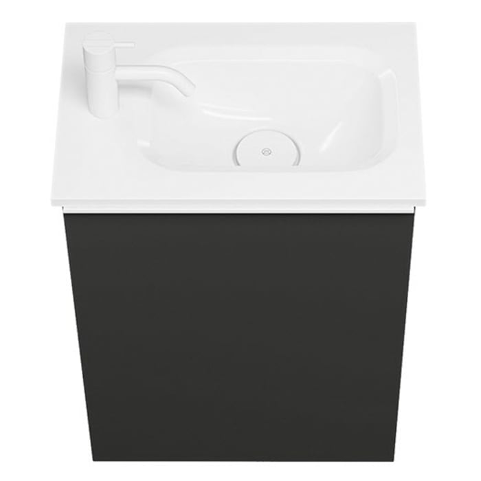 burgbad Fiumo Mineralguss-Waschtisch mit Unterschrank 47 cm, mit 1 Tür, Anschlag links, mit Griff G0223