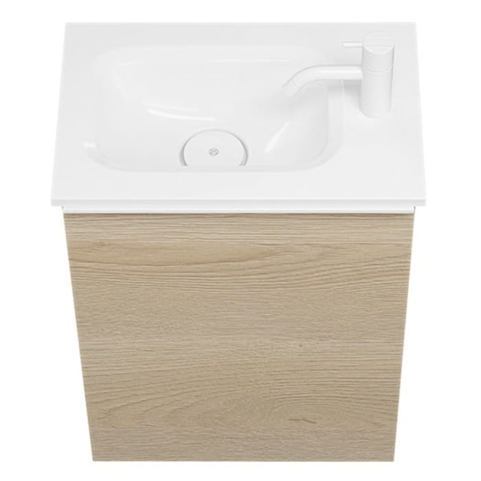 burgbad Fiumo Mineralguss-Waschtisch mit Unterschrank 47 cm, mit 1 Tür, Anschlag rechts, mit Griff G0223