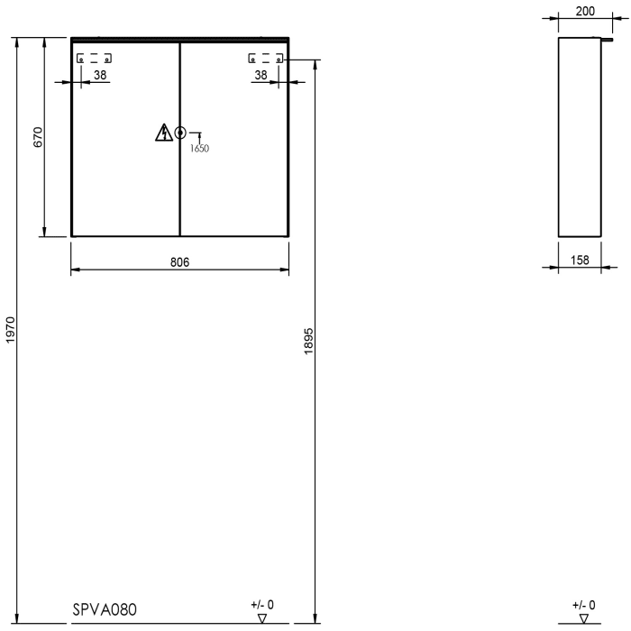 burgbad Ilo Spiegelschrank mit LED-Beleuchtung 80,6 x 67 cm, 2 Spiegeltüren