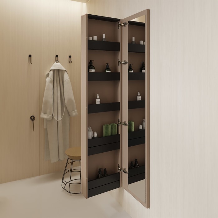 burgbad Ilo Hochschrank mit Ganzkörperspiegel 40 x 176 cm, 1 Tür, links