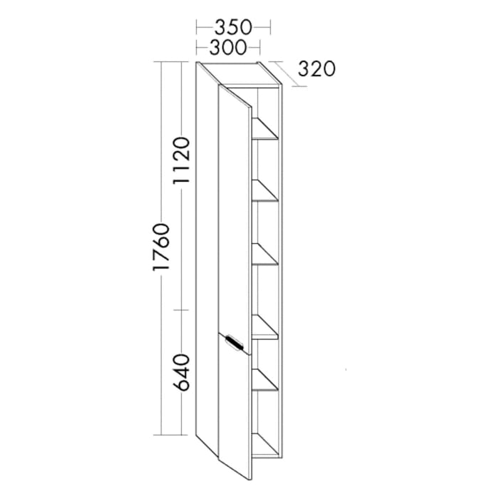 burgbad Ilo Hochschrank 30 x 176 cm, 2 Türen, links
