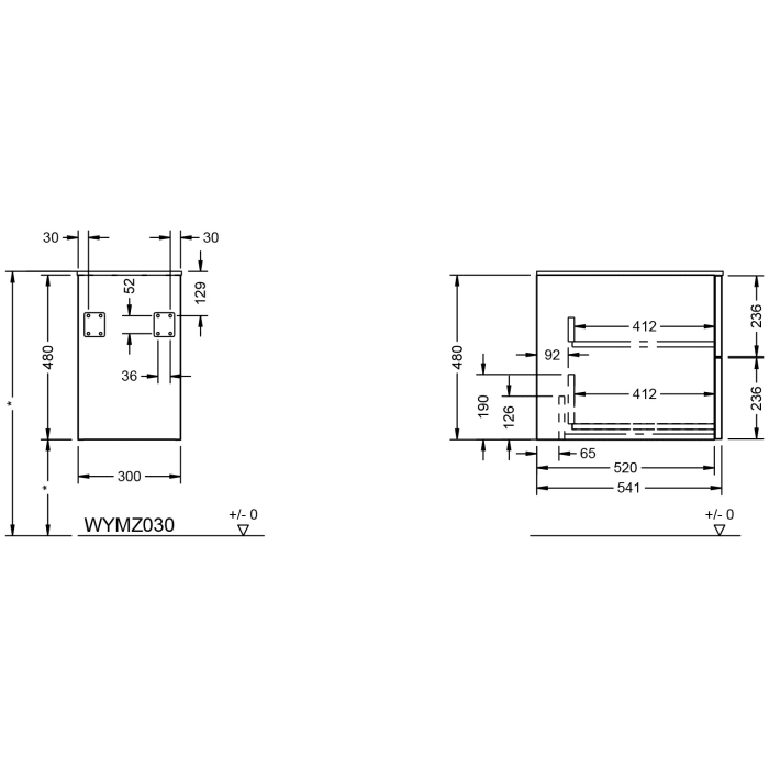 burgbad Ilo Unterschrank 30,2 x 49 cm, 1 Auszug, 1 Schublade