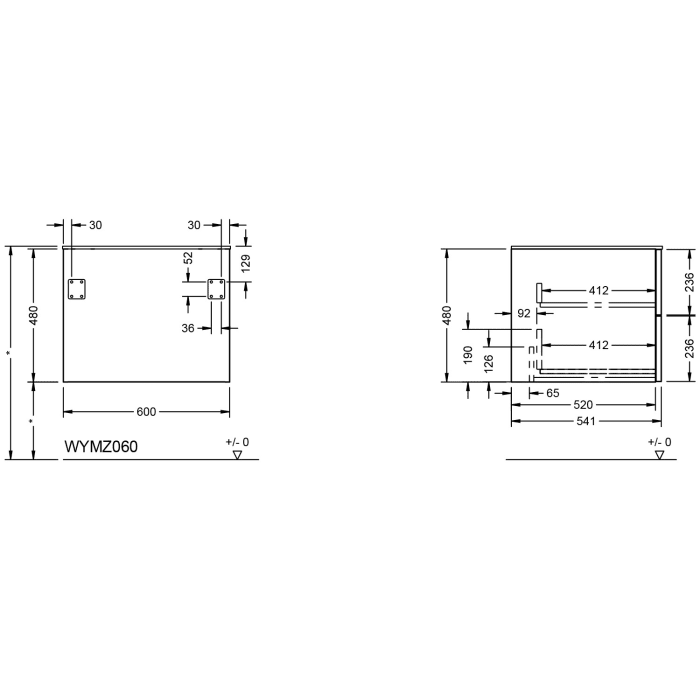 burgbad Ilo Unterschrank 60,2 x 49 cm, 1 Auszug, 1 Schublade