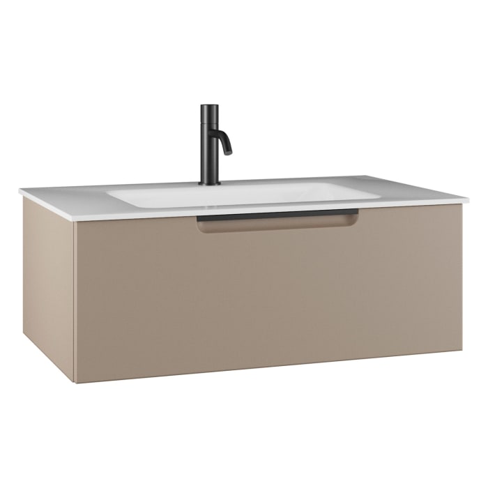 burgbad Ilo Waschtisch mit Waschtischunterschrank 82 x 31 cm, 1 Auszug