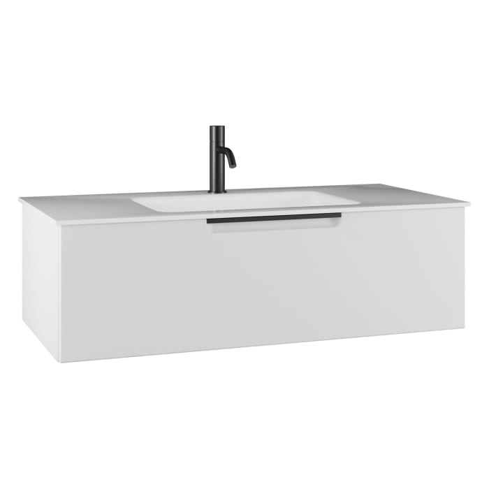 burgbad Ilo Waschtisch mit Waschtischunterschrank 102 x 31 cm, 1 Auszug
