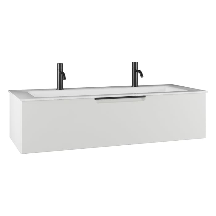 burgbad Ilo Waschtisch mit Waschtischunterschrank 122 x 31 cm, 1 Auszug