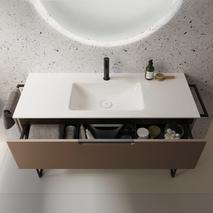 burgbad Ilo Waschtisch mit Waschtischunterschrank 102 x 31 cm, 1 Auszug