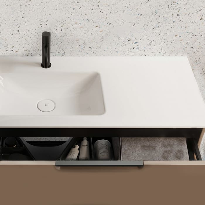 burgbad Ilo Waschtisch mit Waschtischunterschrank 112 x 31 cm, 1 Auszug