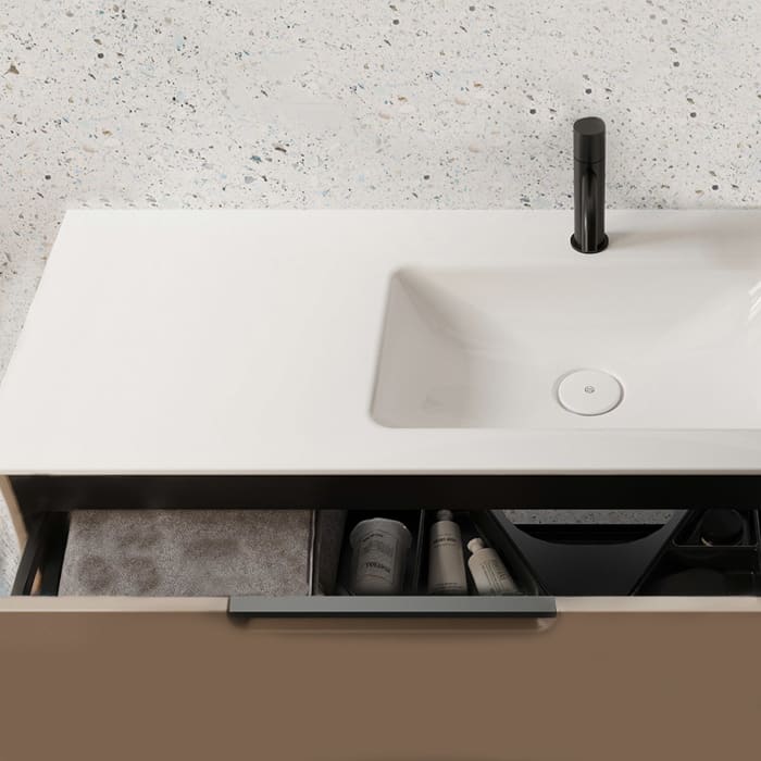 burgbad Ilo Waschtisch mit Waschtischunterschrank 112 x 31 cm, 1 Auszug