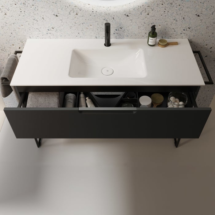 burgbad Ilo Waschtisch mit Waschtischunterschrank 122 x 31 cm, 1 Auszug