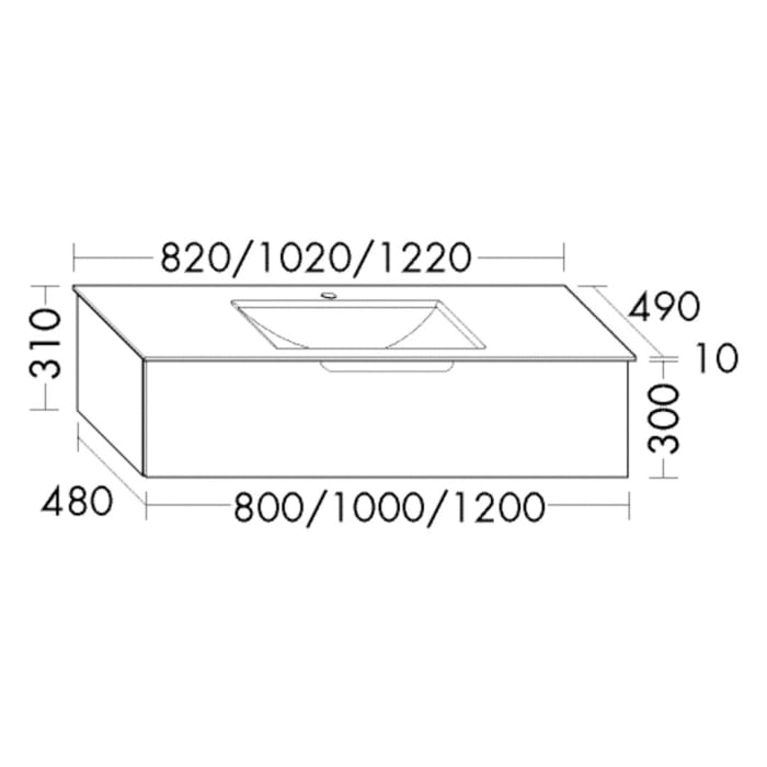 burgbad Ilo Waschtisch mit Waschtischunterschrank 102 x 31 cm, 1 Auszug