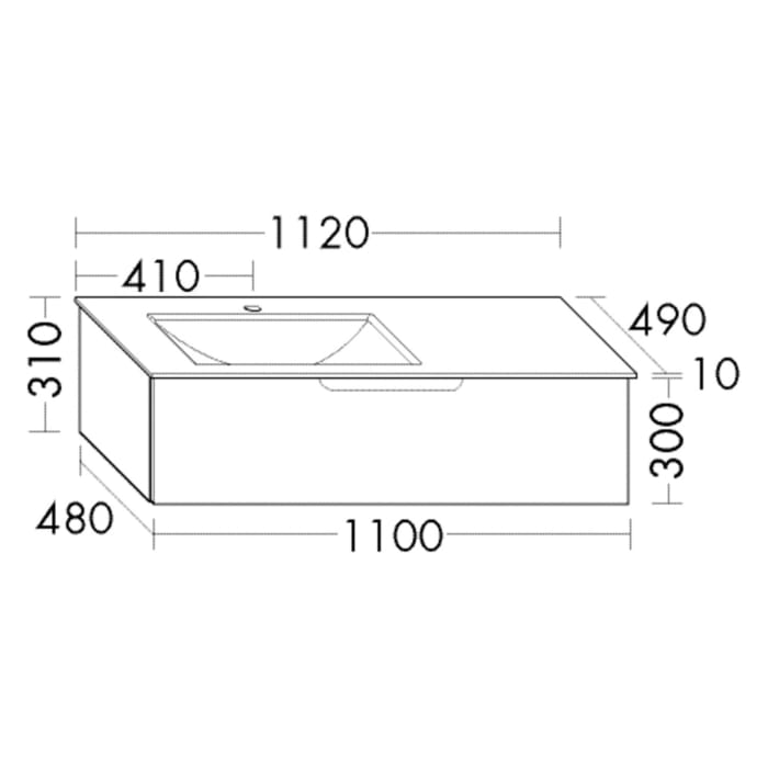 burgbad Ilo Waschtisch mit Waschtischunterschrank 112 x 31 cm, 1 Auszug