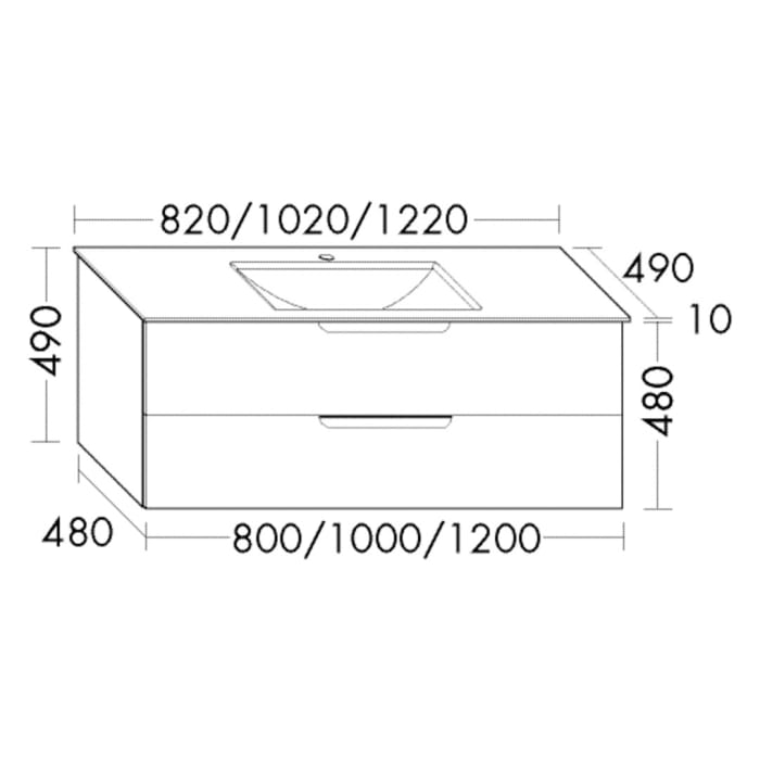 burgbad Ilo Waschtisch mit Waschtischunterschrank 82 x 49 cm, 1 Auszug, 1 Schublade