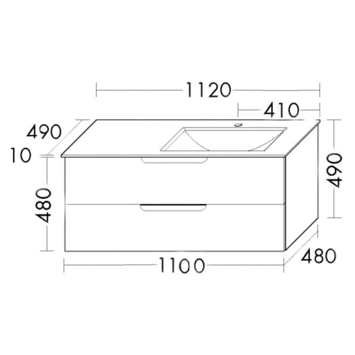 burgbad Ilo Waschtisch mit Waschtischunterschrank 112 x 49 cm, 1 Auszug, 1 Schublade