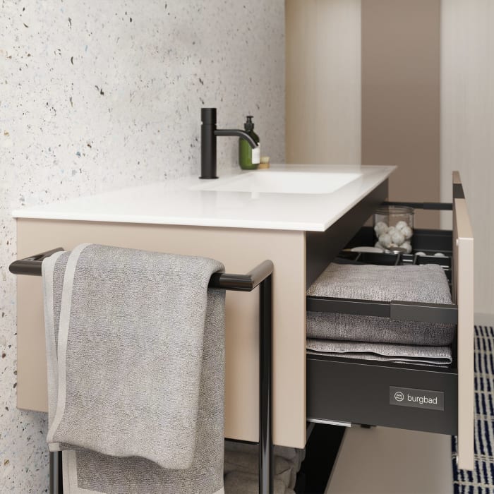 burgbad Ilo Waschtisch mit Waschtischunterschrank 102 x 31 cm, 1 Auszug