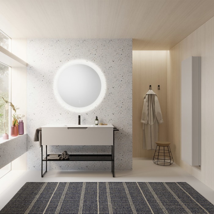 burgbad Ilo Waschtisch mit Waschtischunterschrank 82 x 31 cm, 1 Auszug