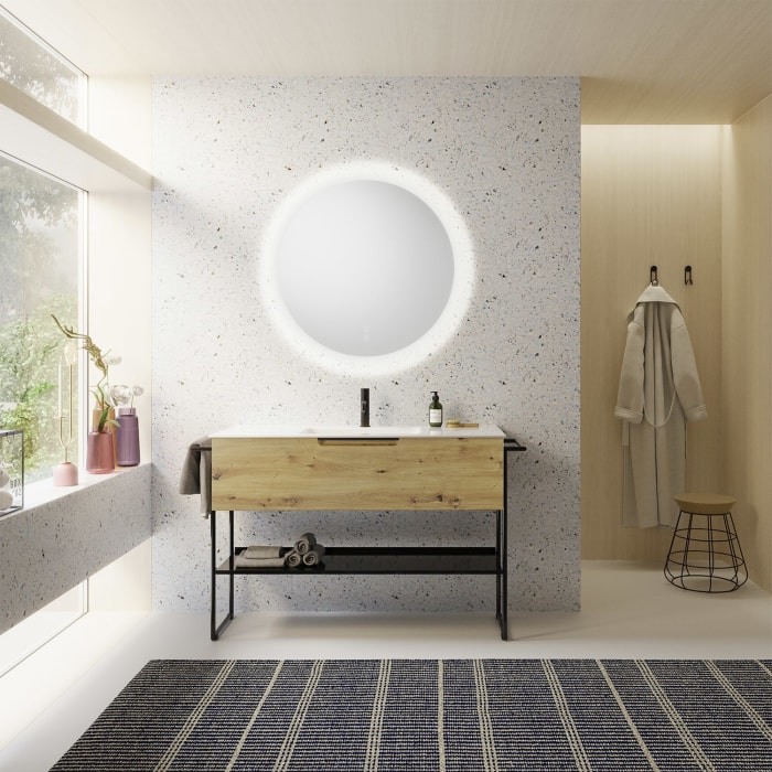 burgbad Ilo Waschtisch mit Waschtischunterschrank 82 x 31 cm, 1 Auszug