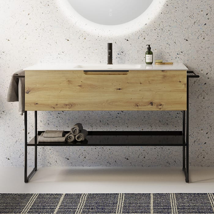 burgbad Ilo Waschtisch mit Waschtischunterschrank 122 x 31 cm, 1 Auszug