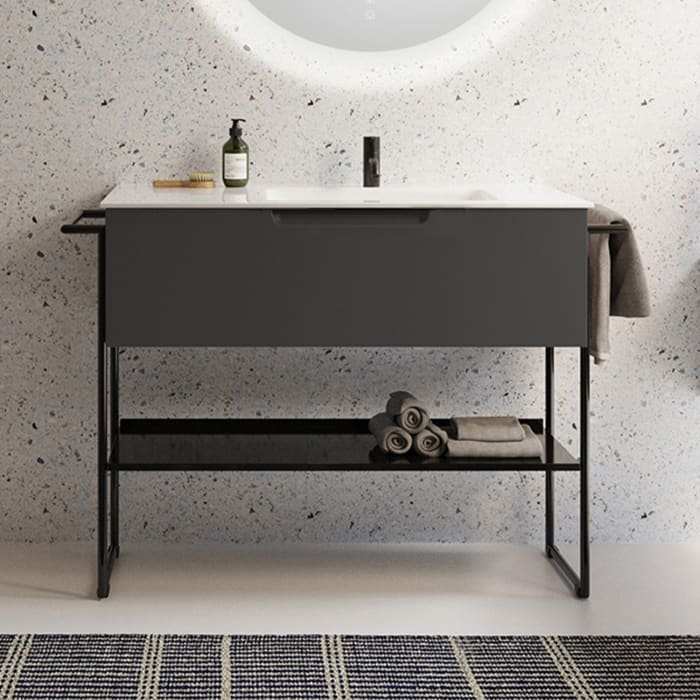 burgbad Ilo Waschtisch mit Waschtischunterschrank 112 x 31 cm, 1 Auszug