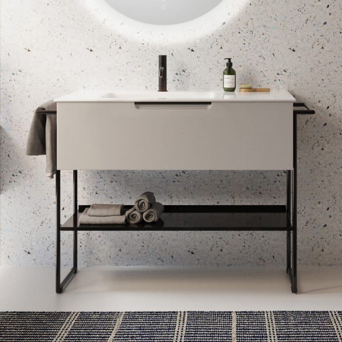 burgbad Ilo Waschtisch mit Waschtischunterschrank 112 x 31 cm, 1 Auszug