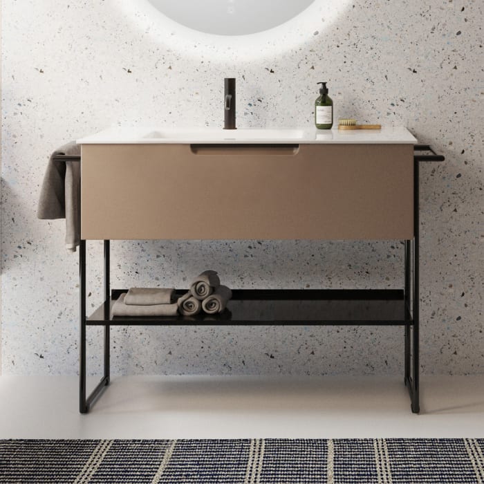 burgbad Ilo Waschtisch mit Waschtischunterschrank 112 x 31 cm, 1 Auszug