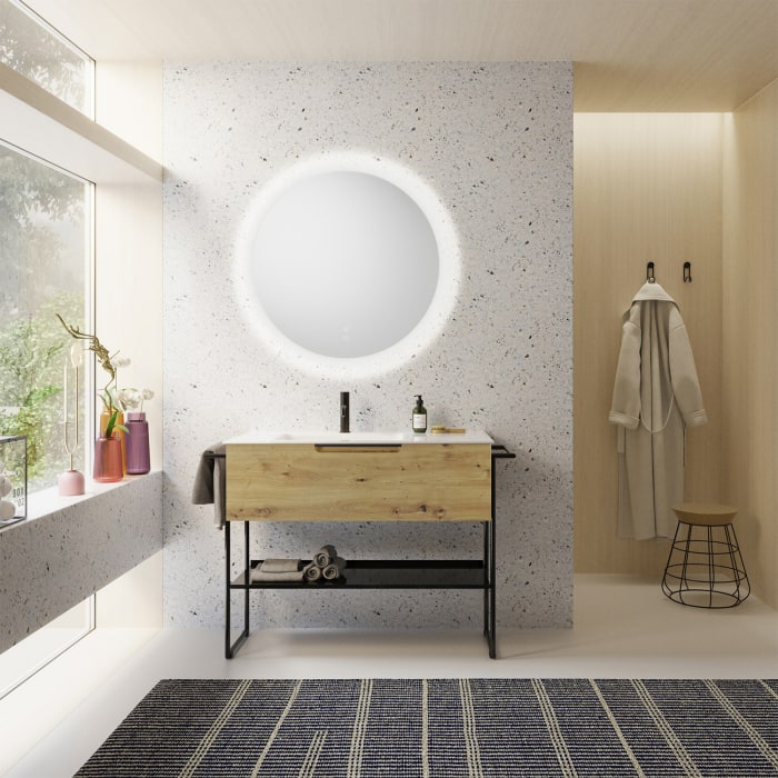 burgbad Ilo Waschtisch mit Waschtischunterschrank 112 x 31 cm, 1 Auszug